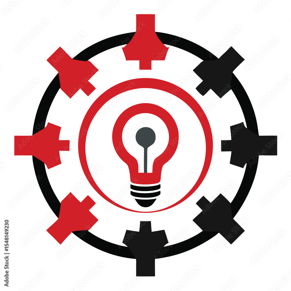 Poster vector art of idea lightbulb with arrows vector