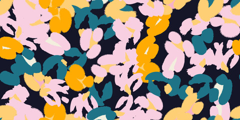 Abstract floral seamless pattern with different flowers. Vector background, design, print, textile, wrapping paper