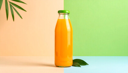 Iced Tea Bottle on Pastel Backdrop Refreshing Drink Minimalist Style Summer Beverage