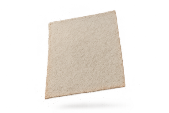 Square paper sheet isolated on transparent background, light brown beige