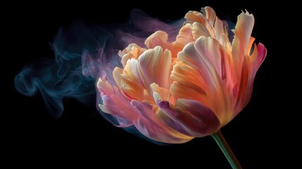 Abstract tulip flower with smoke