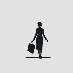 Businesswoman walking with suitcase silhouette

