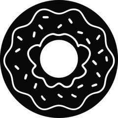 donut black silhouette vector icon