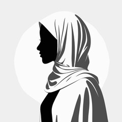 Indigenous woman with feather staff in side profile

