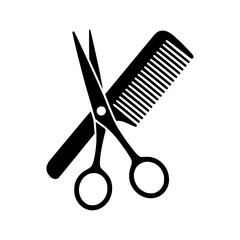 Comb and scissor hair cutting icon vector art