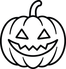 halloween jack o lantern and pumpkin halloween Vector illustration of a smile outline or line pumpkin in a brush-style, isolated on a transparent PNG background perfect for Halloween party