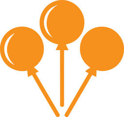 set of colorful orange lollipops