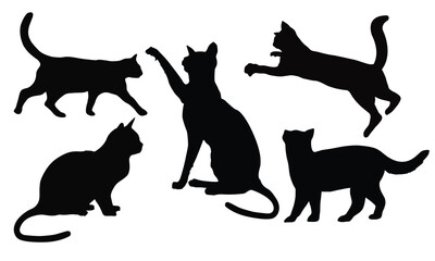 vector isolated silhouette cat set