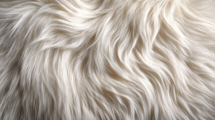 Close-up of soft white fur texture with wavy strands