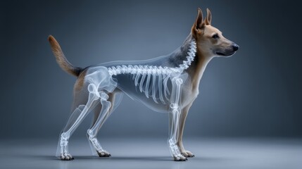 X-ray image of dog revealing skeletal structure and anatomy
