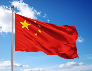 flag of china China Flag Waving in Blue Sky
