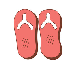 Summer Red Sandals Hand-Drawn Isolated Icons