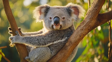 Fototapeta premium Queensland koala (Phascolarctos cinereus adustus). Wild life animal.