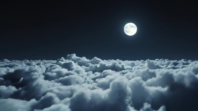 View of a full moon over a cloud filled sky