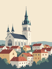 Fototapeta premium Augsburg, Germany - Augsburg Cathedral, Fuggerei, Town Hall in cathedral white, golden hall, pastel homes, and Renaissance gray