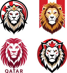 Set of Animals head and face vector tiger lion fox owl color USA UK CANADA Color on a white background