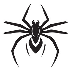 
Black and white vector illustration of a stylized spider, perfect for themes of nature, fear, Halloween, or intricate designs.
