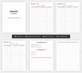 Dog Diet Chart, Puppy, Adult Dog, Senior Dog, Pet Care Sheet Printable