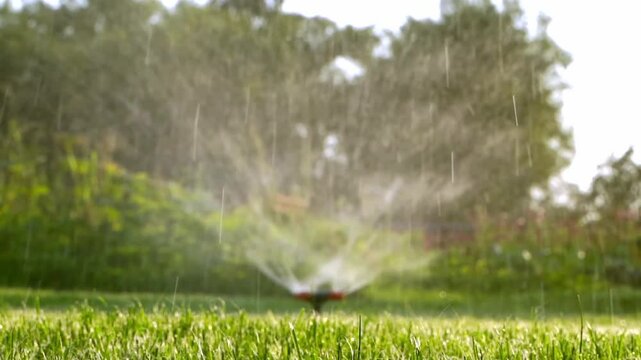 Automatic watering of the lawn in the garden