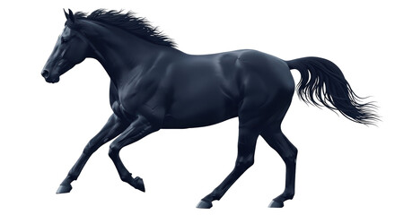 Isolated Galloping Black Horse