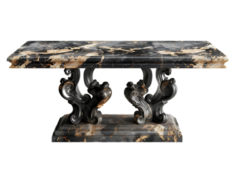 High end designer marble table isolated on transparent background