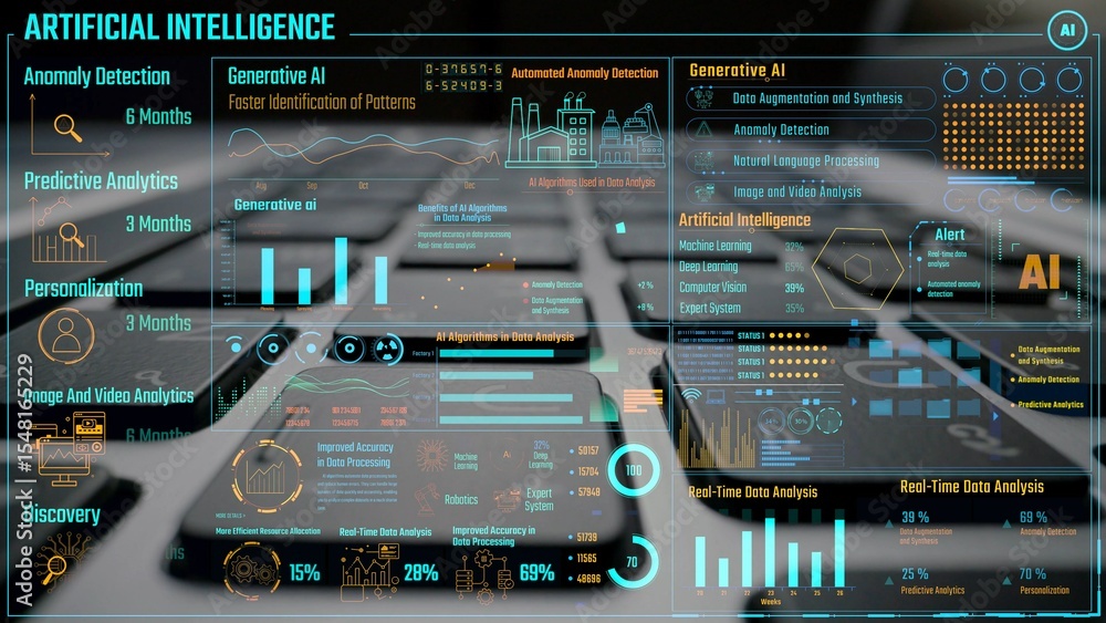 Poster ai assistant brain processor with llm technology, big data, machine learning, generative ai for busi