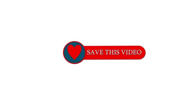 Heart-shaped button with red accent and save this video message, symbolizing love, affection, saving content, emotional connection, and digital interaction in a modern online context."