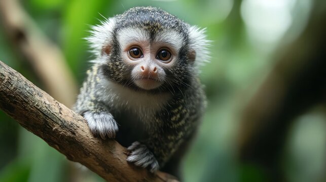 Silvery marmoset (Mico argentatus). Wild life animal.