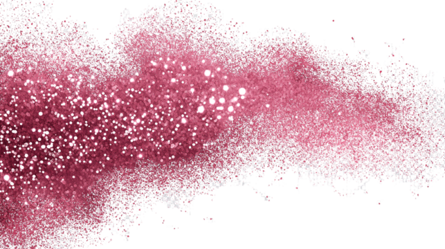 Pink glitter makeup texture smear, realistic sparkle particles, high-resolution close-up, transparent PNG background 