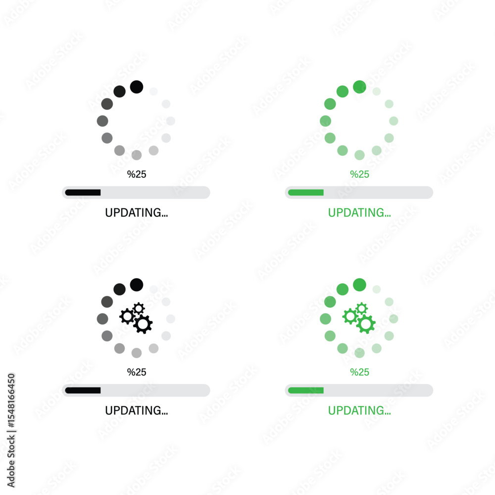 Poster updating icon set isolated on white background vector design.