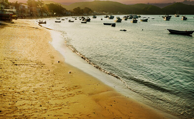 The idyllic Praia do Canto, Canto Beach, with its clear, calm waters and its fishing and tourist...