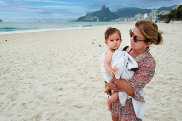 Grandmother and her grandson, Ipanema Baech, Rio de Janeiro, March 2019
