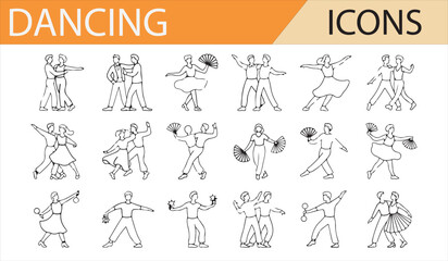 Obraz premium Partner Dancing Icons for Dance Events, Studios, and Artistic Themes