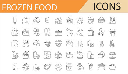 Collection of Frozen Treats and Meal Icons for Food Packaging and Industry Projects