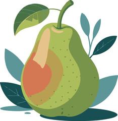 Fresh red pear with water droplets isolated on black background image on transparent background