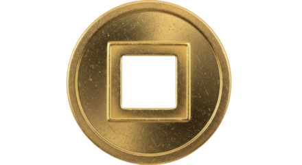 Isolated Gold Chinese Coin