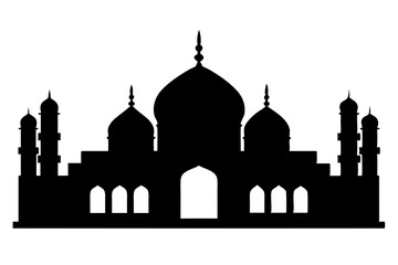Mosque silhouette isolated on white background