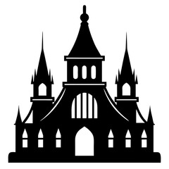 Obraz premium Silhouette of a gothic castle isolated on white background