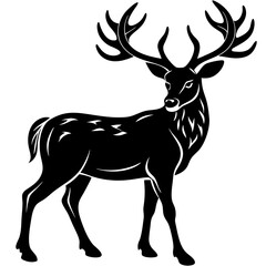 Obraz premium Silhouette of a deer isolated on white background