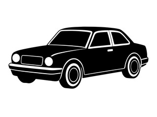 Fototapeta premium Isolated black classic sedan silhouette on white background