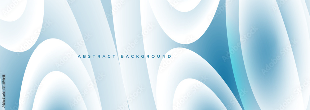 Poster white and light blue modern abstract wide banner with circles and geometric curve shapes. vector ill