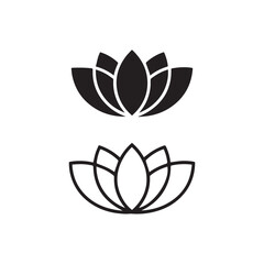 Lotus Flower Icon Vector Set Minimalist Black and Outline Style