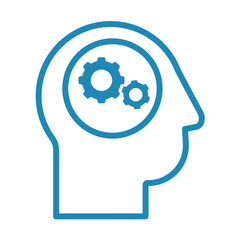 human head with gears – thinking concept simple vector icon