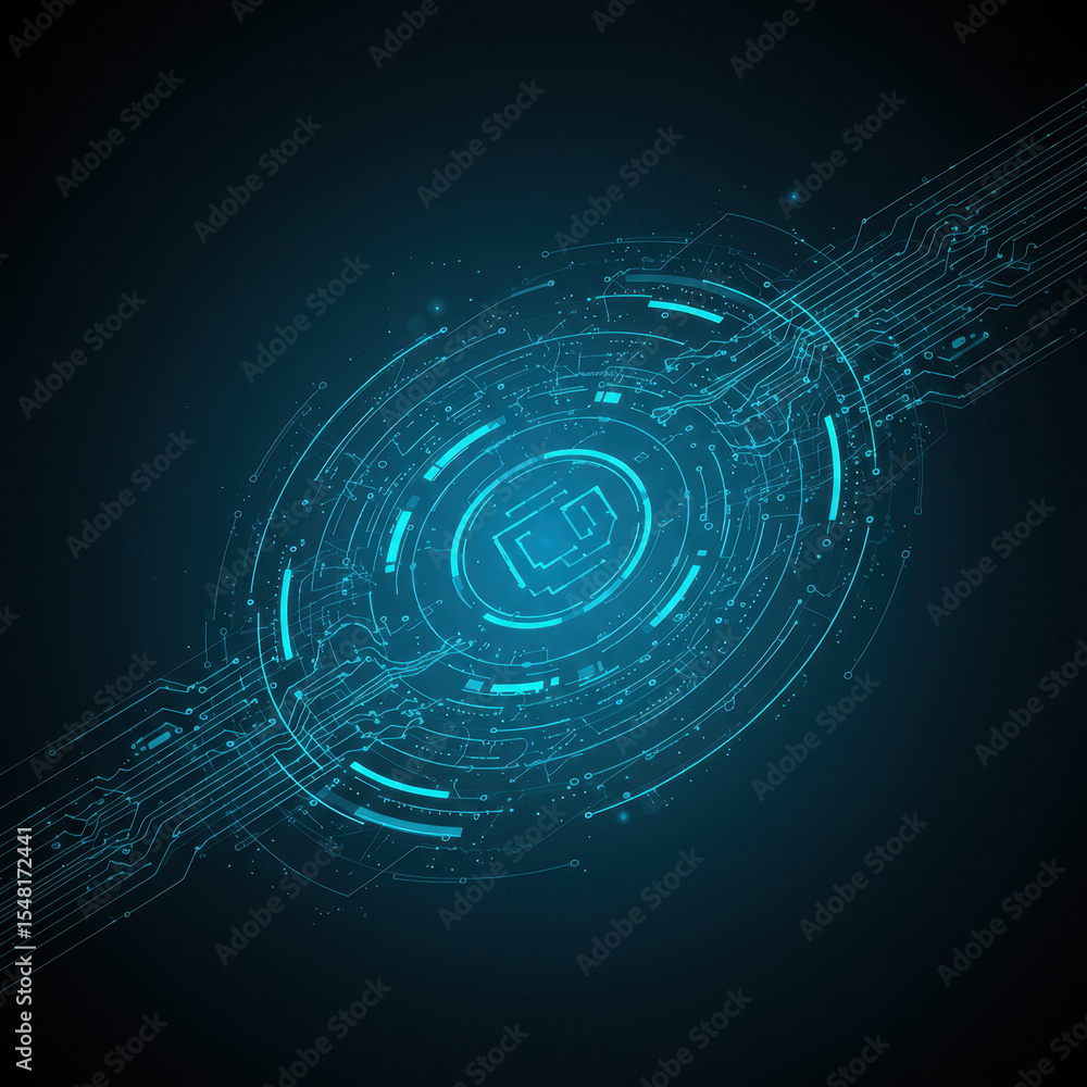 Poster futuristic high tech network graphic with neon blue light. an abstract technology background showing