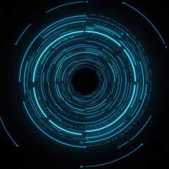Fototapeta premium Futuristic abstract technology background illustration. complex neon blue circle graphic design creating sense of powerful digital energy, data and modern innovation