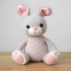 A soft plush Bunny, a cute and cuddly handmade toy.