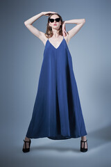 long blue dress