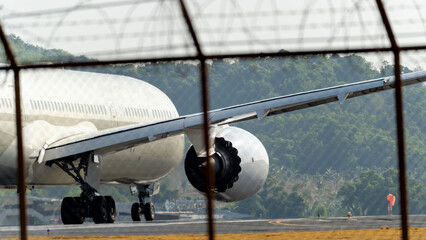 Passenger liner on the runway before take-off