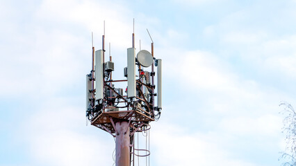 Cell tower on the background of the sky