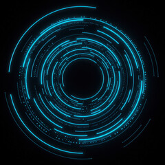 Futuristic abstract design with neon blue circular element. modern tech graphic with dynamic hud interface feel, perfect for sci fi, cyber, and data visualization